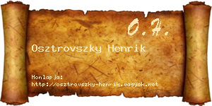 Osztrovszky Henrik névjegykártya